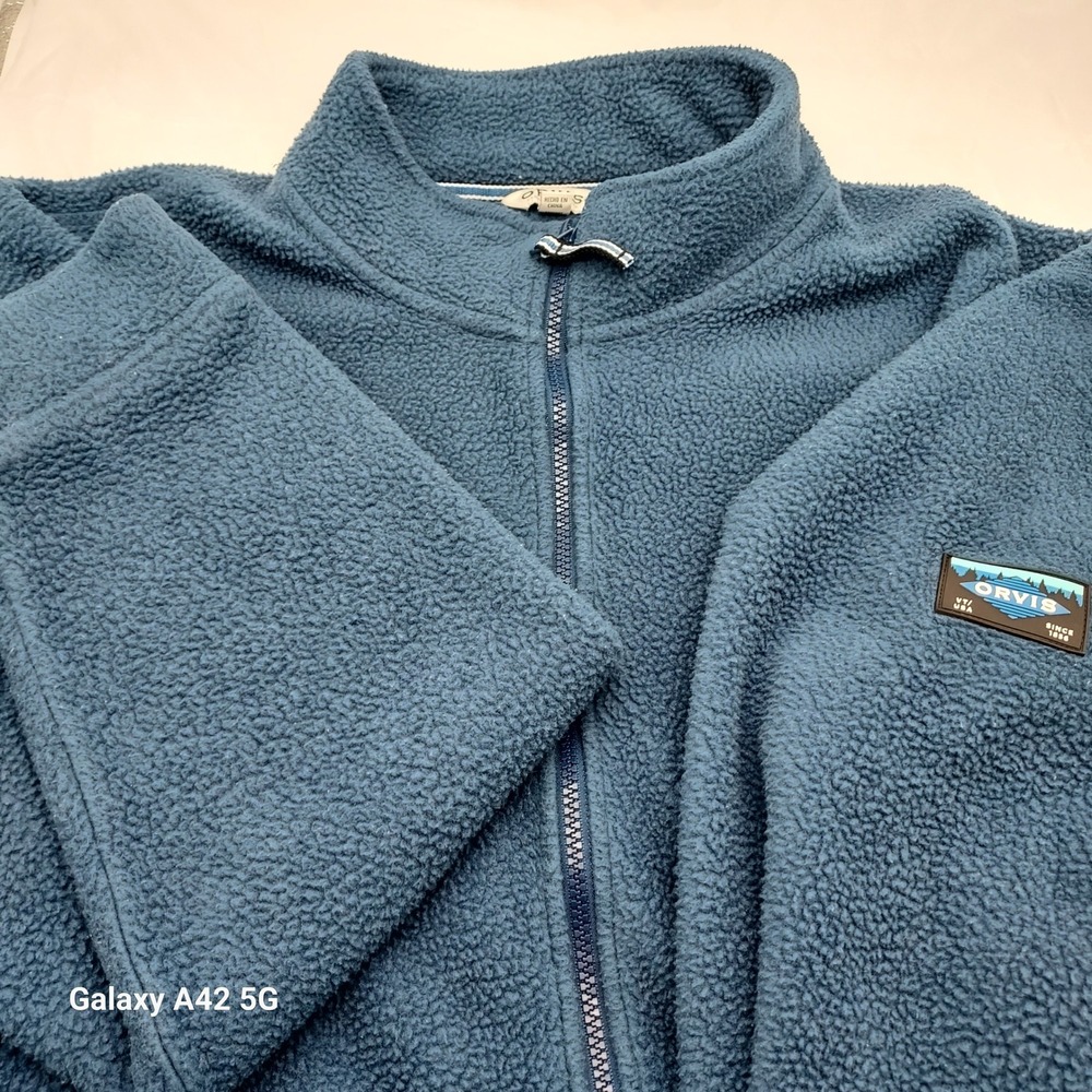Orvis Classic Collection Mens XL Blue Full Zip Fleece Jacket 1716801 F23